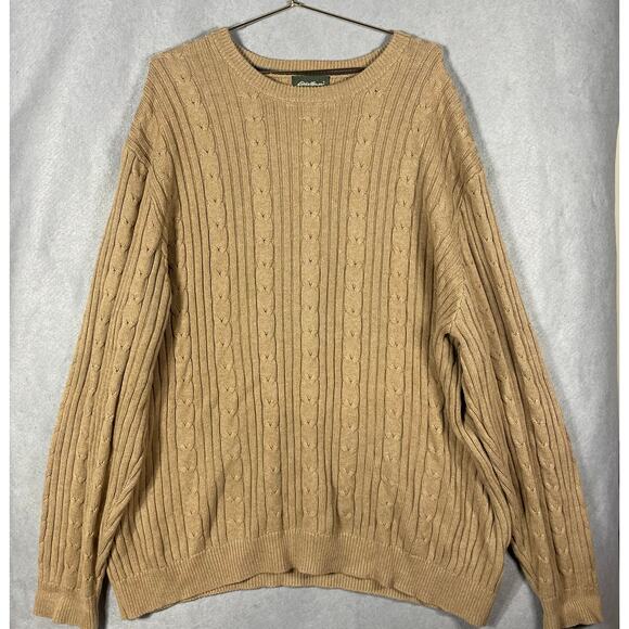 Eddie Bauer VTG Mens Cable Knit Crewneck 90's Retro Grandpa Sweater Size XXL - Picture 3 of 8